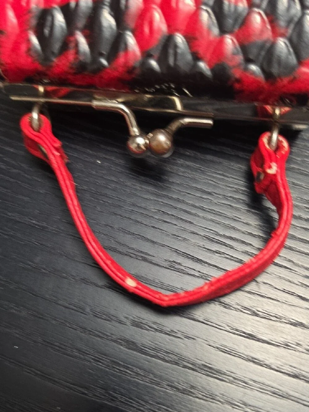 Red and Black Leopard Mini Lipstick Bag, Used